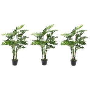 3x Groene Monstera/gatenplant kunstplant 100 cm in zwarte pot