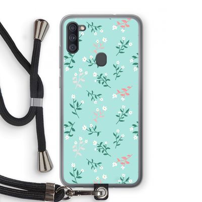 Small white flowers: Samsung Galaxy A11 Transparant Hoesje met koord