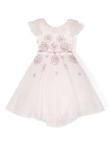 Monnalisa robe en tulle à ornements strassés - Rose