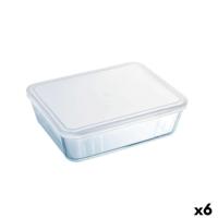 Rechthoekige lunchbox met deksel Pyrex Cook & Freeze 25 x 20 cm Transparant Siliconen Glas 2,6 L (6 Stuks)