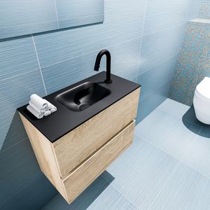 Mondiaz Ada 60cm toiletmeubel washed oak met wastafel urban midden 1 kraangat