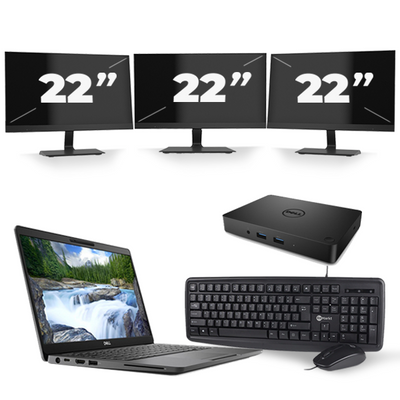 Dell Latitude 5300 - Intel Core i5-8e Generatie - 13 inch - 16GB RAM - 256GB SSD - Windows 11 + 3x 22 inch Monitor