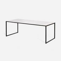 Carrara Sienna rechte eettafel met wit marmerlook keramisch blad en stalen onderstel zwart Carrara Sienna rechte eettafel met wit marmerlook keramisch blad en stalen onderstel zwart