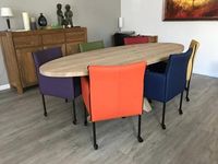 Set van 6 leren kuip eetkamerstoelen - met wieltjes - verschillende kleuren leer - Echt leer, Modern, ontdek de vele Leersoorten en Kleuren bij ShopX