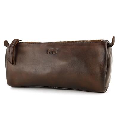 Bear Design Leren Make Up / Pen Etui L Bruin