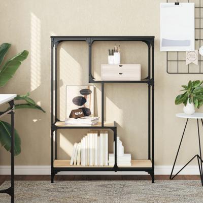Boekenrek 81x36x115 cm bewerkt hout en staal sonoma eikenkleur