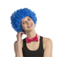 Carnaval verkleed Clownspruik met krulletjes - blauw - volwassenen - thumbnail