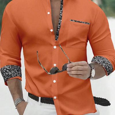 Bon&Bon Men's Yellow Long Sleeve Casual Button-Up Floral Shirt Redwood / XS