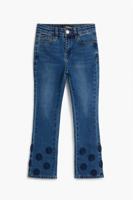 Jeans met geborduurde bloemen - BLUE - 13/14