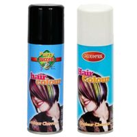 Carnaval verkleed haar verf/spray zwart/wit 125 ml - thumbnail