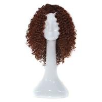 T191006 Europese en Amerikaanse pruik hoofddeksels met korte en kleine krullend haar voor vrouwen (donker bruin)