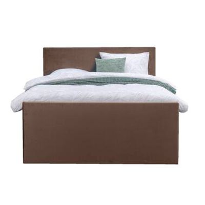 Boxspring met voetbord Liv egaal - bruin - 120x200 cm - slanke poot - Leen Bakker