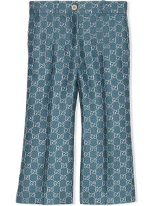 Gucci Kids pantalon GG à effet lamé - Bleu