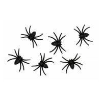 Chaks nep spinnen 8 cm - zwart glitter - 6x stuks - Horror/griezel thema decoratie beestjes   -