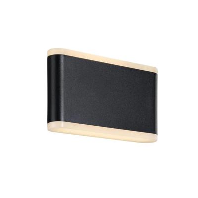 Buitenlamp zwart IP65 ovaal &apos;Lena&apos; warm wit 2700K up down