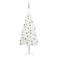 VidaXL Kunstkerstboom met verlichting en kerstballen 150 cm PVC wit