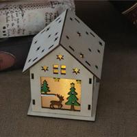 Kerst lichtgevende houten huis kerstboom decoraties opknoping ornamenten DIY cadeau venster decoratie stijl: grote elanden