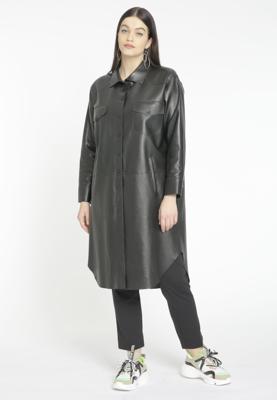 Yoek Blouse-jas LEATHER | Zwart | Maat 56