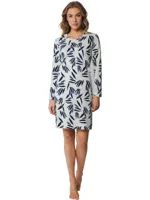 Dames nachthemd katoen met lange mouwen - Groen - 100% katoenen nachtjapon dames