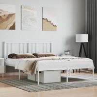 Bedframe met hoofdbord metaal wit 140x190 cm - thumbnail