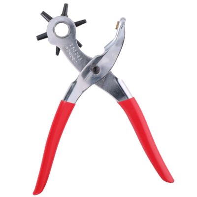 Gaatjestang/revolvertang met antislip handvat 21 cm voor 6 maten gaatjes