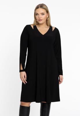 Yoek Jurk A-lijn met cutouts | Zwart | Maat 42/44