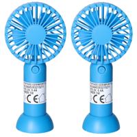 Mini ventilator/handventilator - pakket 5x - 8 x 5 x 16 cm - Blauw - Verkoeling in zomer