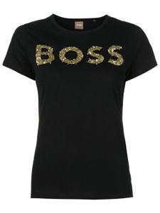 BOSS t-shirt en coton à logo orné de sequins - Noir