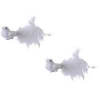 2x Decoratie vogels/vogeltjes op clip wit 17 cm - thumbnail