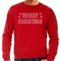 Glitter foute kersttrui rood Merry Christmas glitter steentjes voor heren - Glitter kerst outfit - thumbnail