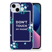 iPhone 15 Plus Silicone-hoesje Flowers Blue DTMP - thumbnail