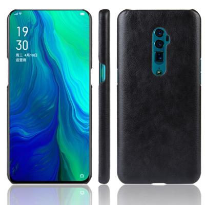 Schokbestendige Litchi textuur PC + PU Case voor oppo Reno 10x zoom (zwart)