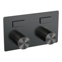 BRAUER Stripe 2-weg Inbouwthermostaat - drukknoppen - in- en afbouwdelen - gunmetal geborsteld PVD 5-GM-355