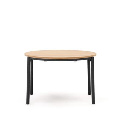 Kave Home Ronde Uitschuifbare Eettafel 'Montuiri' Eiken, 120 - 200 x 120cm, kleur Zwart