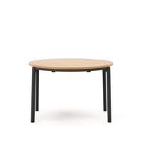Kave Home Ronde Uitschuifbare Eettafel 'Montuiri' Eiken, 120 - 200 x 120cm, kleur Zwart