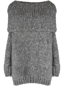 Wild Cashmere pull en maille épaisse à ourlet retroussé - Gris