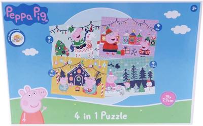 Van Der Doelen Peppa pig - 4 in 1 kerstpuzzel - 12 tot 24 stukjes