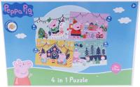Van Der Doelen Peppa pig - 4 in 1 kerstpuzzel - 12 tot 24 stukjes