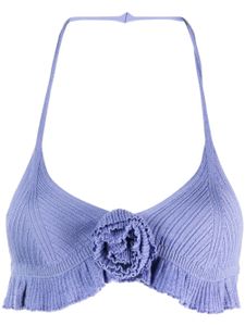 Blumarine soutien-gorge en laine à fleurs appliquées - Violet