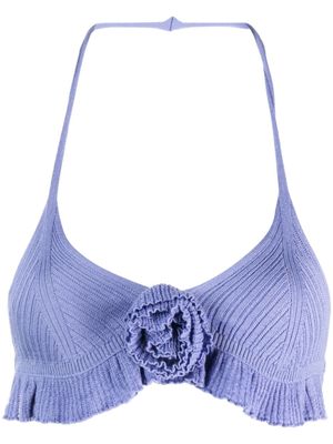 Blumarine soutien-gorge en laine à fleurs appliquées - Violet