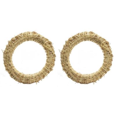 Set van 6x stuks stro kerstkransen om te decoreren 35 x 6 cm