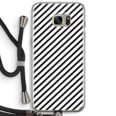 Strepen zwart-wit: Samsung Galaxy S7 Edge Transparant Hoesje met koord