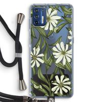 Wit bloemenpatroon: Motorola Moto G9 Plus Transparant Hoesje met koord