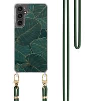 Samsung Galaxy S24 FE hoesje met groen koord - Monstera leaves Samsung Galaxy S24 FE hoesje met groen koord - Monstera leaves