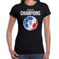 Kroatie EK/ WK supporter t-shirt we are the champions met Kroatische voetbal zwart dames - thumbnail