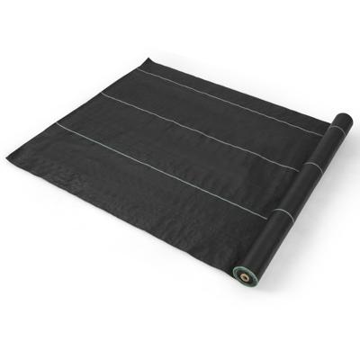 Onkruidbestrijdingsdoek 2M x 25M PP Onkruidbestrijdingsdoek met Duidelijke Rechte Geleidelijn voor Tuinpaden Zwart
