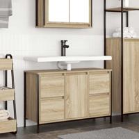 Wastafelkast met lades 90x34,5x60 cm sonoma eikenkleurig