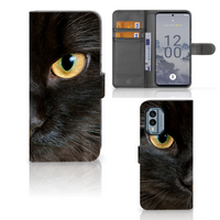Nokia X30 Telefoonhoesje met Pasjes Zwarte Kat