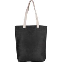 Jute canvas katoenen schoudertasje- zwart - 38 x 42 cm - Boodschappentas