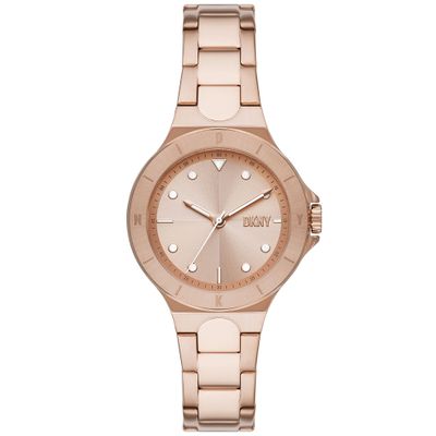 DKNY NY6642 Horloge Chambers staal rosekleurig 34 mm